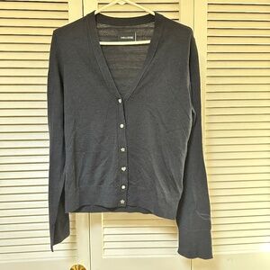Zadig & Voltaire Jemma Merino Wool Long Sleeve Lightweight Sweater Jewel Buttons